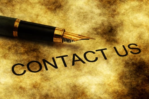 Fountain pen on contact us text