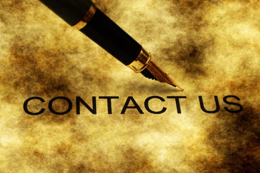 Fountain pen on contact us text