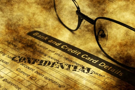 Bank and credit card form grunge concept
