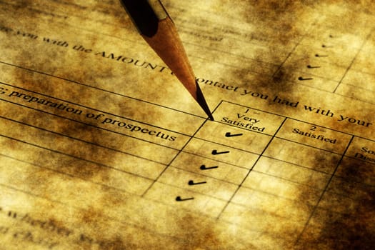 Survey form grunge concept