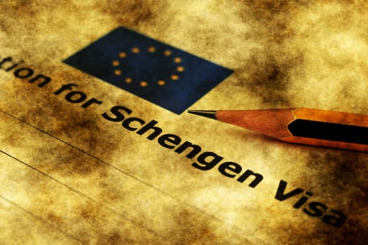 Application for Schengen visa grunge concept