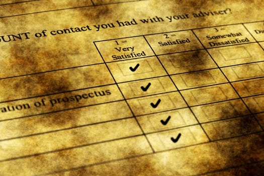 Survey form grunge concept