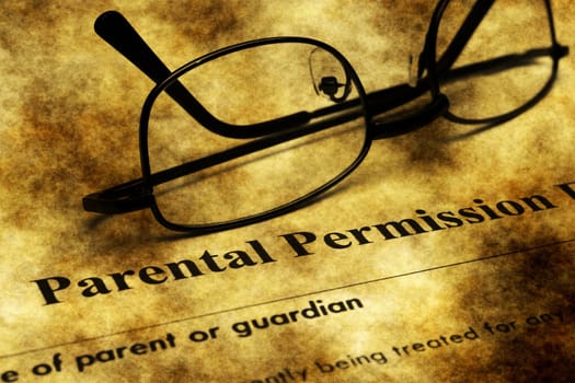 Parental permission form grunge concept