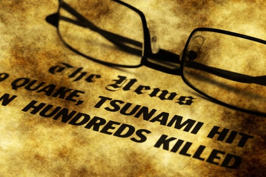 The tsunami news grunge concept