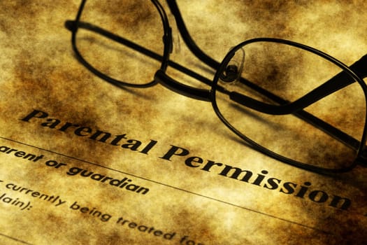 Parental permission form grunge concept