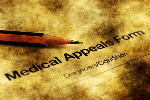 Medical appeals form grunge concept