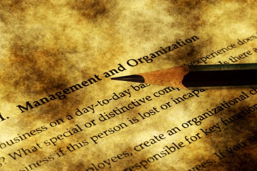 Management and organization grunge concept