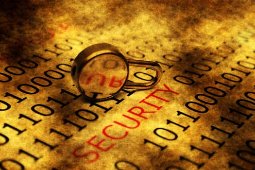 Lock on security text grunge concept