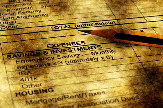 Monthly expenses form grunge concept