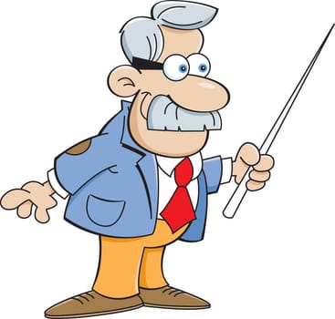 Cartoon illustration of a man holding a pointer.