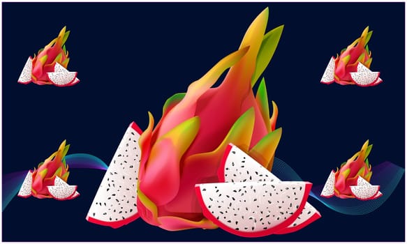 realistic Dragon fruit on abstract background