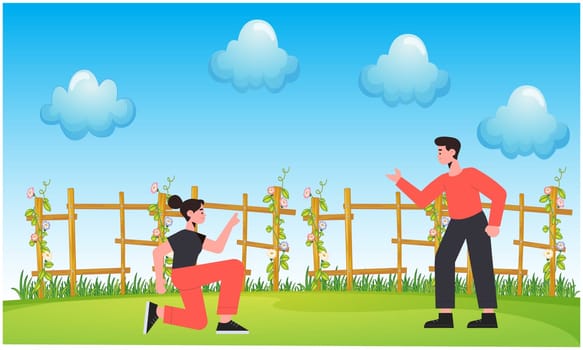 couple playing in the garden