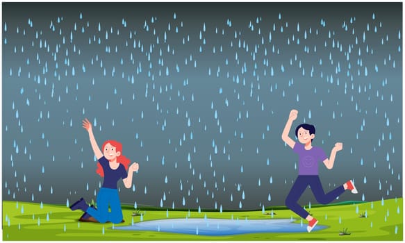 friends are dancing in the rain