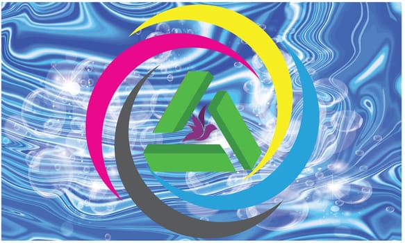 a water background with circle triangle and a bird art showing nature