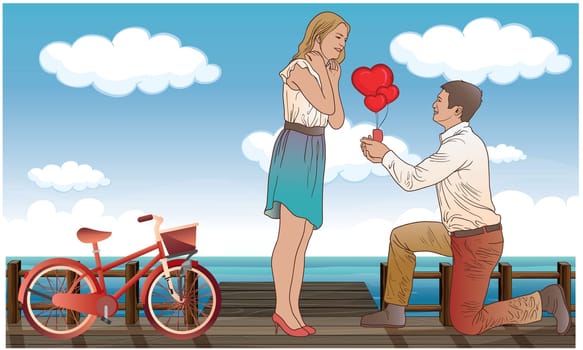 a boy came on a cycle purpose to a girl and she accepted