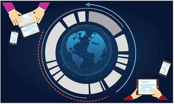 connecting and sending data worldwide across the globe