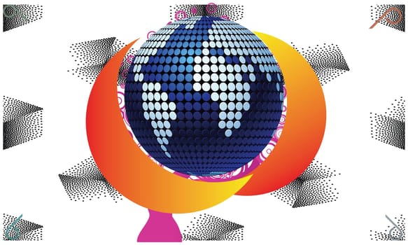 Earth globe on a Cube background with ozone layer effects