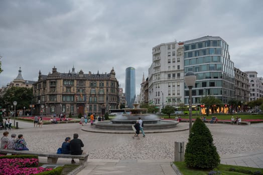 moyua or elliptical place in the district abando of bilbao, spain
