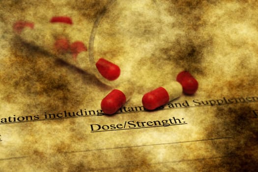 Medical pills grunge concept