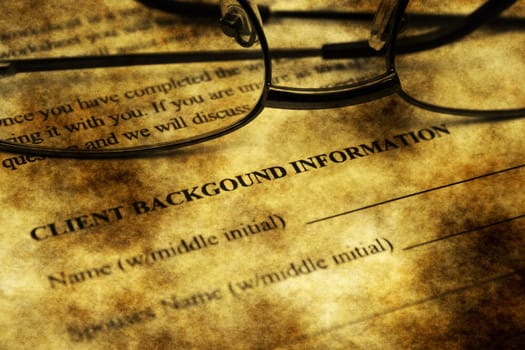 Client background information grunge concept