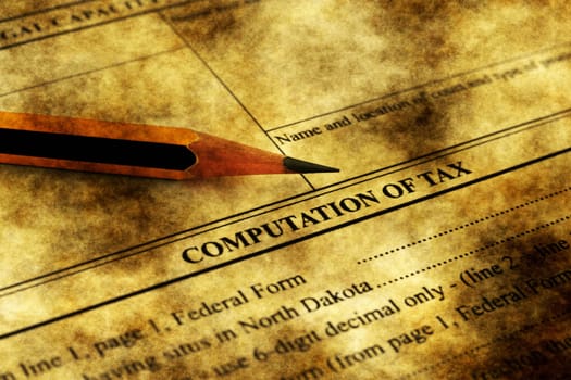 Computation of tax form grunge concept