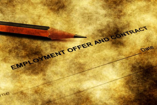 Employment contract grunge concept