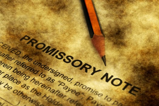 Promissory note grunge concept