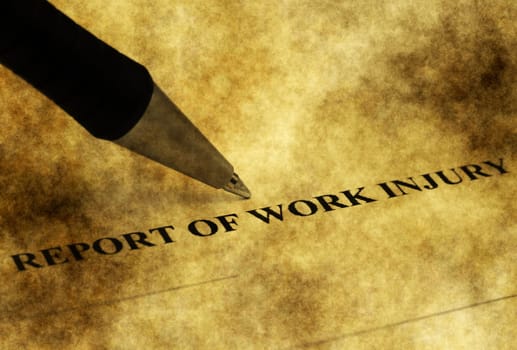 Report of work injury grunge concept