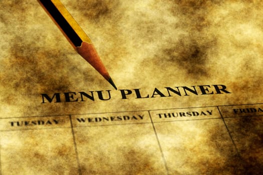 Menu planner grunge concept