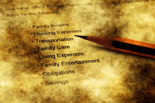 Monthly budget plan grunge concept