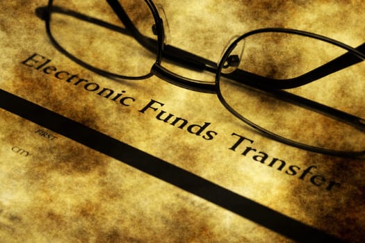 Electronic funds transfer grunge concept