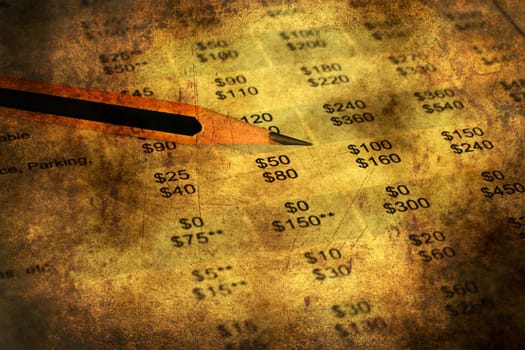 Monthly budget plan grunge concept