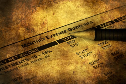 Monthly budget plan grunge concept