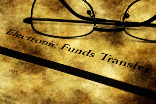Electronic funds transfer grunge concept