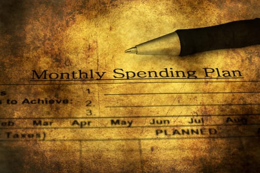 Monthly budget plan grunge concept