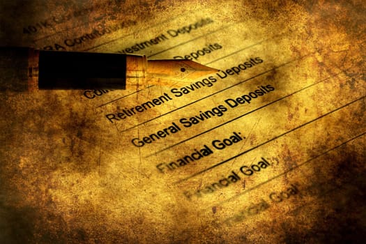 Savings plan grunge concept