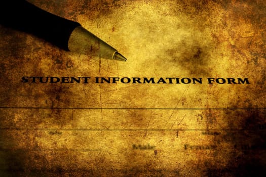 Student information form grunge concept