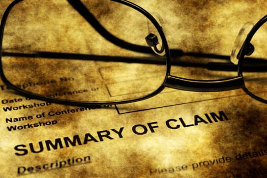 Summary of claim grunge concept