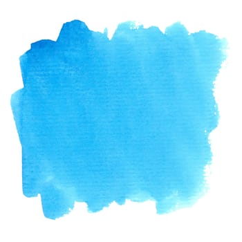 Blue watercolor spot isolated on a white background. Hand drawn texture