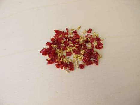 Dried rosehip peel and rosehip seeds from the wild rose dogrose