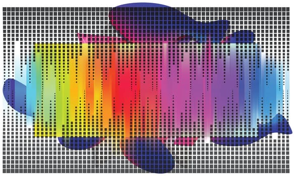 a sound waves are traveling from water drops and black background