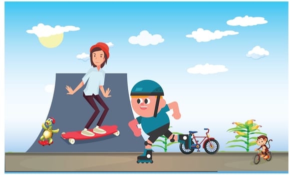 kids are playing on the road