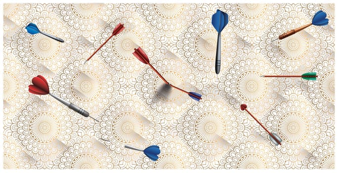 many darts are moving from one place to another