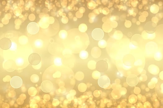 Party invitation template. Abstract delicate festive light golden yellow bokeh background texture with bright circular soft color lights. Beautiful backdrop for design of invitation for various holidays. Card concept.