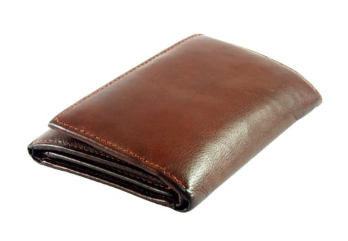 Brown leather wallet isolated over white