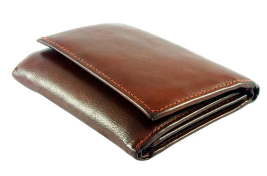 Brown leather wallet isolated over white