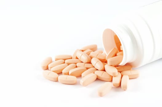 Medicine vitamin pills in the bottle