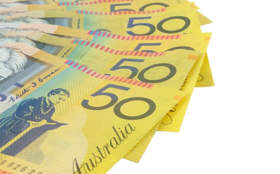 closeup of australian fifty dollars notes