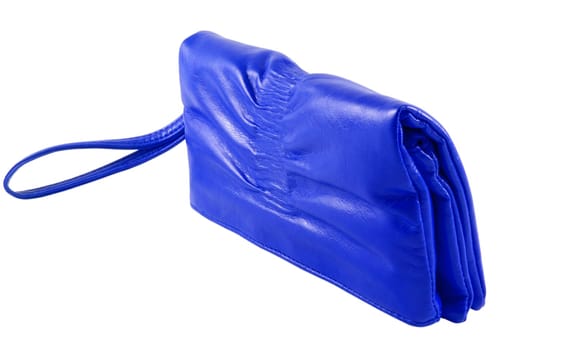 Blue lady bag over white surface