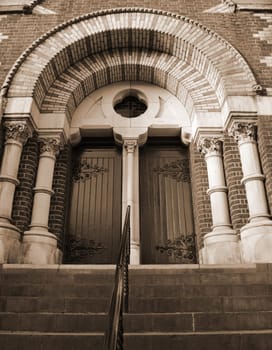 St. Patrick's Cathedral Church in Melbourne in sepia